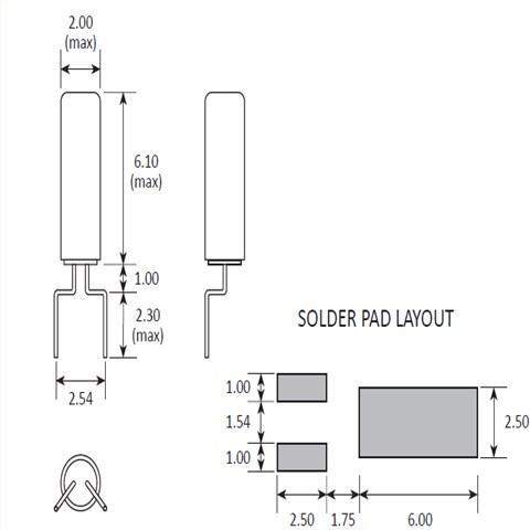 Golledge晶振,GSCX-26晶振,彎腳插件晶振