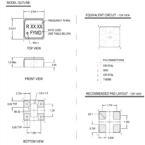 Rakon晶振,RXT2520AT晶振,2520貼片晶振