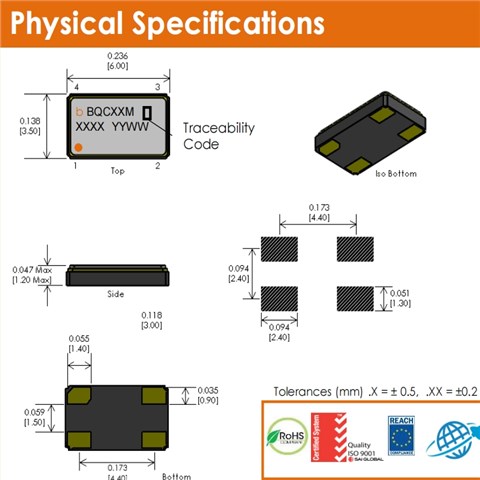Bliley四腳無源晶振,BQCSB-32MHZD-DBB18T,32MHZ,6035mm