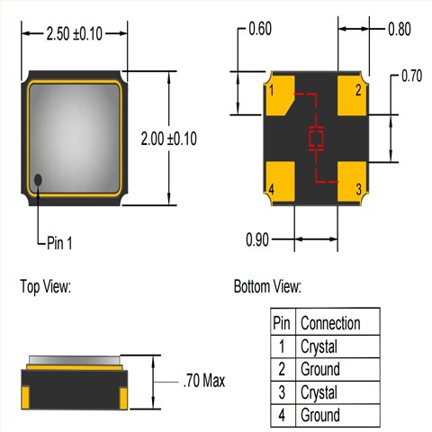 2520mm,安德森高品質晶振,AE-133-A-2-2070-2-20-20M0000,20MHZ