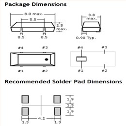 223-000306-20,8038mm,Oscilent時鐘晶振,223系列,32.768KHZ