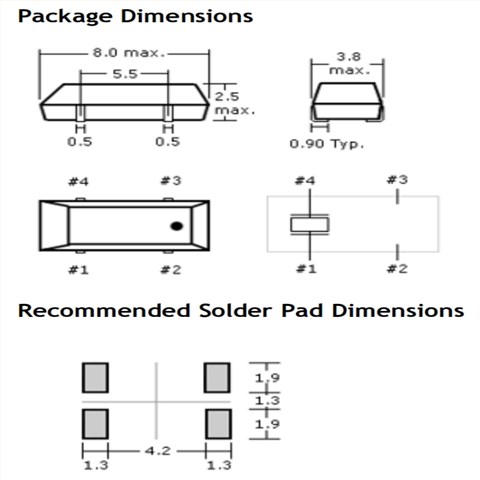 223-000306-20,8038mm,Oscilent時鐘晶振,223系列,32.768KHZ