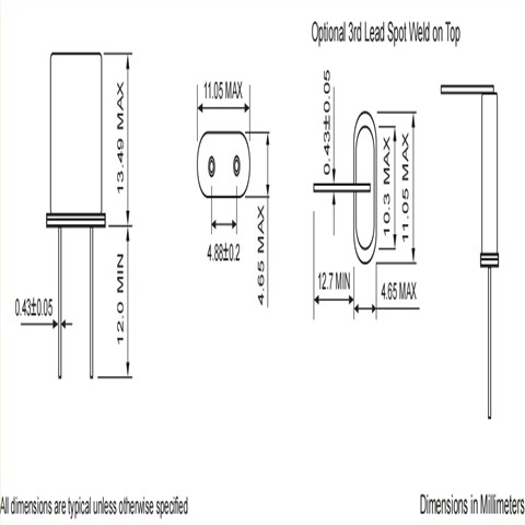 HC49U-12M000-1A50D16,12MHZ,HC49U系列插件晶體,Fortiming大尺寸晶振
