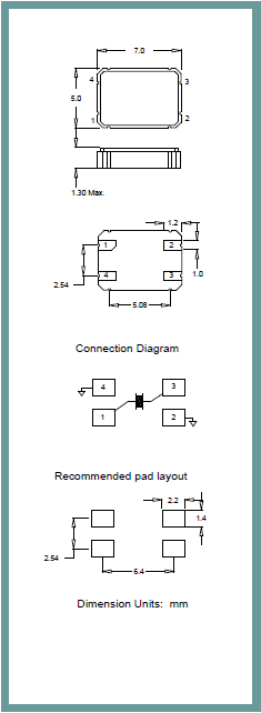 ILCX04晶振,四腳7050石英晶振,高強度金屬殼諧振器
