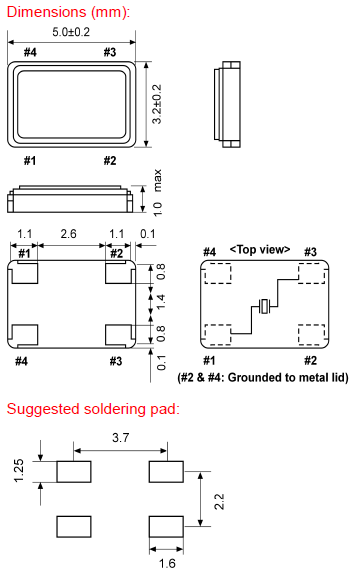 KX&ndash;9A晶振,5032貼片無源晶振,小型SMD晶振