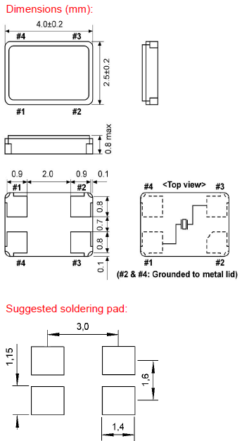 KX&ndash;8晶振,4025mm貼片晶振,四焊腳SMD諧振器