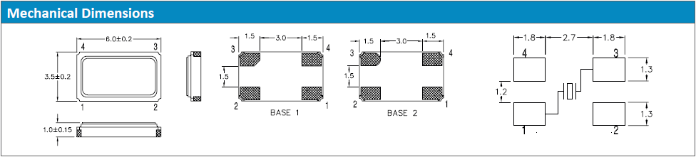 QTC6A晶振,德國進口石英晶體,6035四焊腳無源晶振