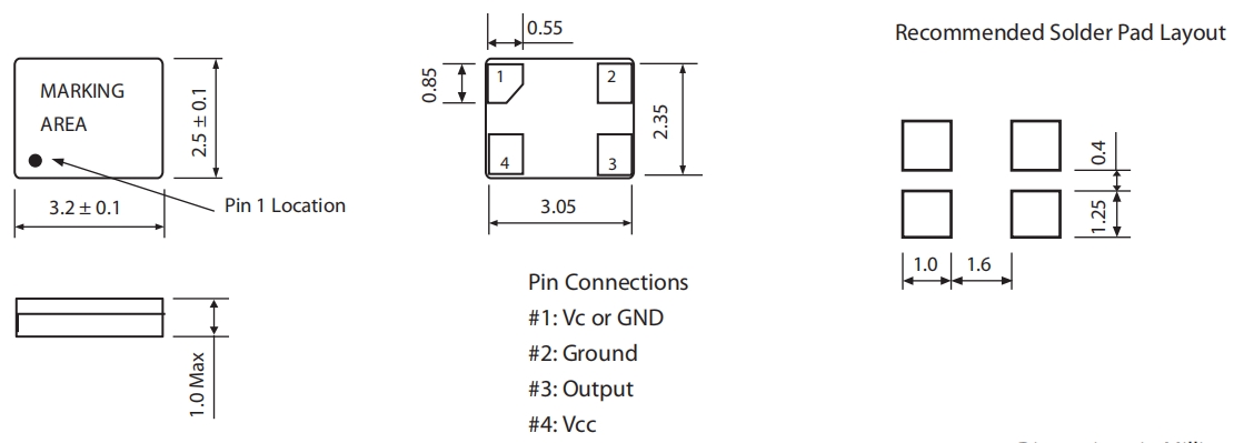 406系列光通信晶振,米利倫加拿大晶振,3225mm溫補振蕩器