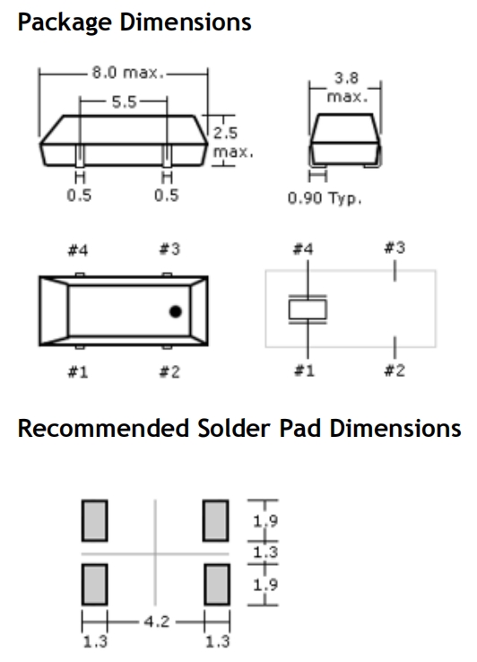 223-000306-20,8038mm,Oscilent時鐘晶振,223系列,32.768KHZ